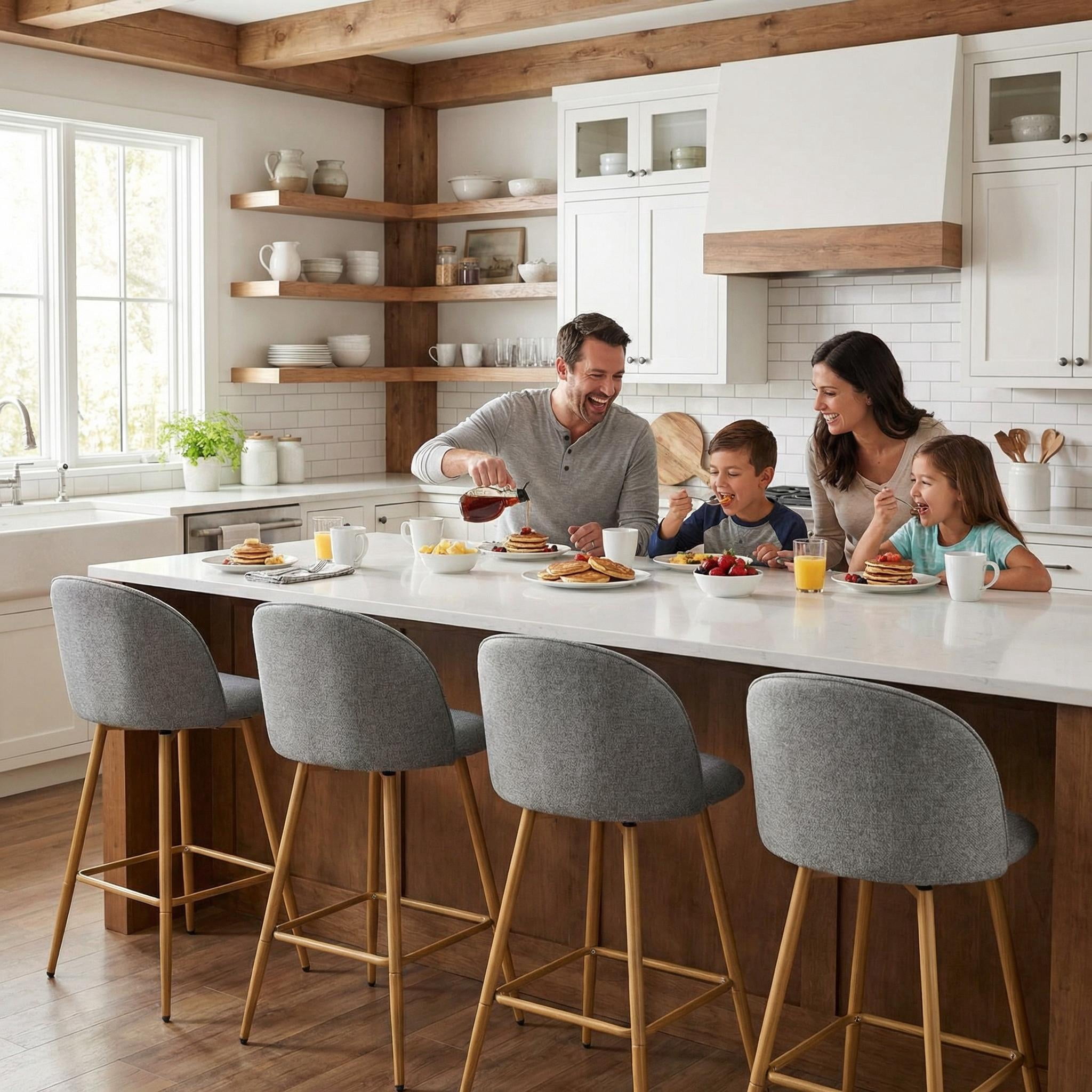 Homy Casa 26" Swivel Counter Height Bar Stools, Set of 2, Kitchen Island Chairs, Urban Grey