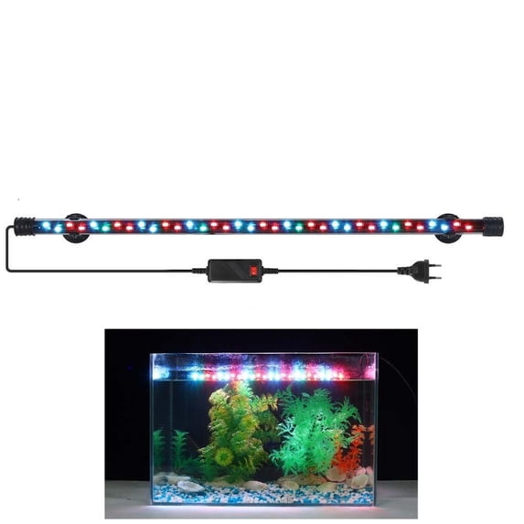 90-260V Waterproof Planted Underwater Decor Submersible Lamp Freshwater Aquatic Plant Plants Grow Lights Aquarium LED Light Fish Tank Light Aquarium Lamps 58CM RGB US PLUG