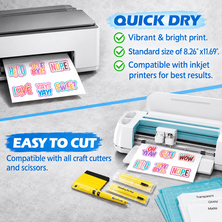 Printable Vinyl Sticker Paper (matteglossytransparent) Inkjet A4 ...