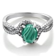 thumbnail image 2 of Gem Stone King 2.58 Ct Oval Green Malachite 925 Sterling Silver Ring (Size 5), 2 of 4
