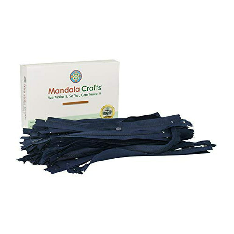 Nylon Zippers for Sewing, Bulk Zipper Supplies ; by Mandala Crafts (16 Inches, Navy Blue)