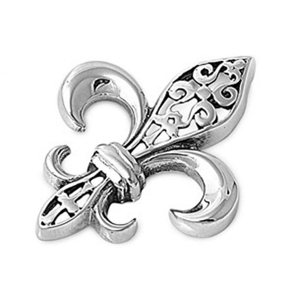 Traditional Fleur De Lis Pendant .925 Sterling Silver Filigree Swirl Charm Jewelry Female Unisex