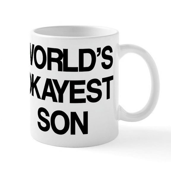 CafePress - World's Okayest Son Mug - 11 oz Ceramic Mug - Novelty Coffee Tea Cup