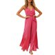 thumbnail image 1 of VISgogo - Mono largo de verano para mujer, color sólido, sin mangas, cuello en V profundo, pierna ancha VISgogo  moda, 1 of 7