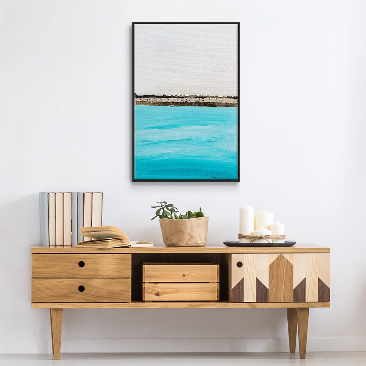 Harmony in Turquiose Framed Premium Gallery Wrapped Canvas - Ready to Hang
