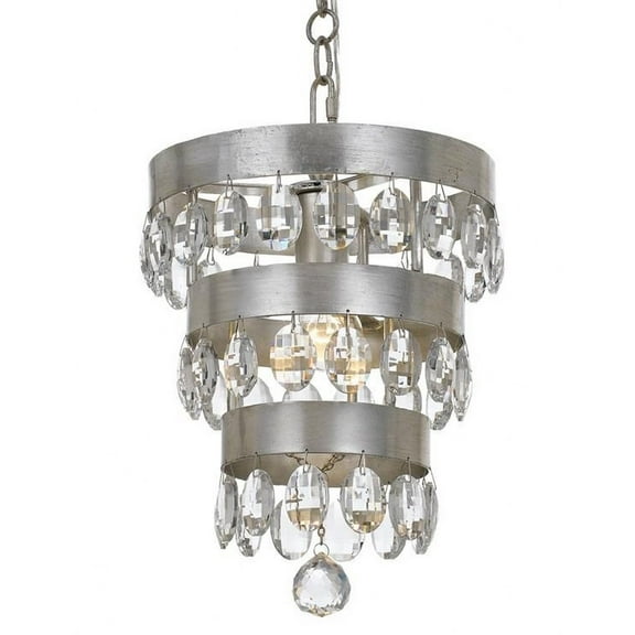 One Light Mini Chandelier In Classic Style 10 Inches Wide By 14.25 Inches High-Antique Silver Finish    -Traditional Installation Crystorama Lighting