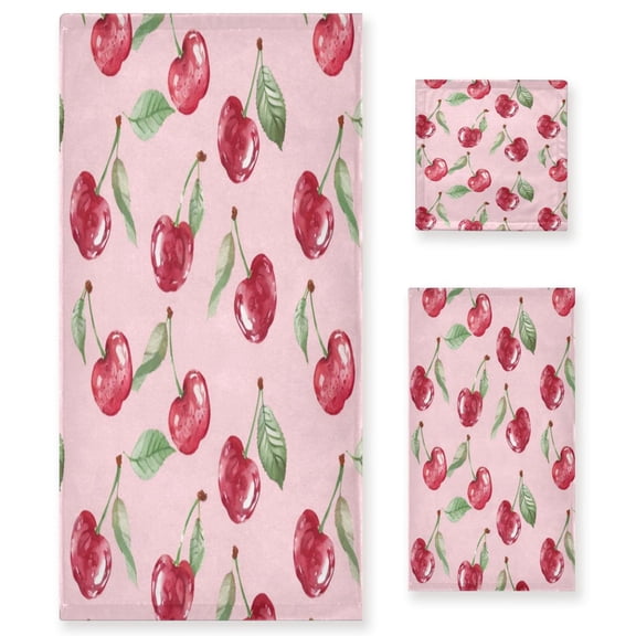 Three-Piece Towel Set Face Towel Towel Set Hand Towel Bath Towel Cotton Bath Towels Bath Towel Sets Hand Bath Towels Pink Cherry