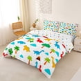 thumbnail image 2 of Homewish Lovely Dinosaur Bedding,Cartoon Animal Themed Duvet Cover Full,White,Polkadot Reversible,3 Pieces,1 Duvet Cover and 2 Pillowcases, 2 of 6