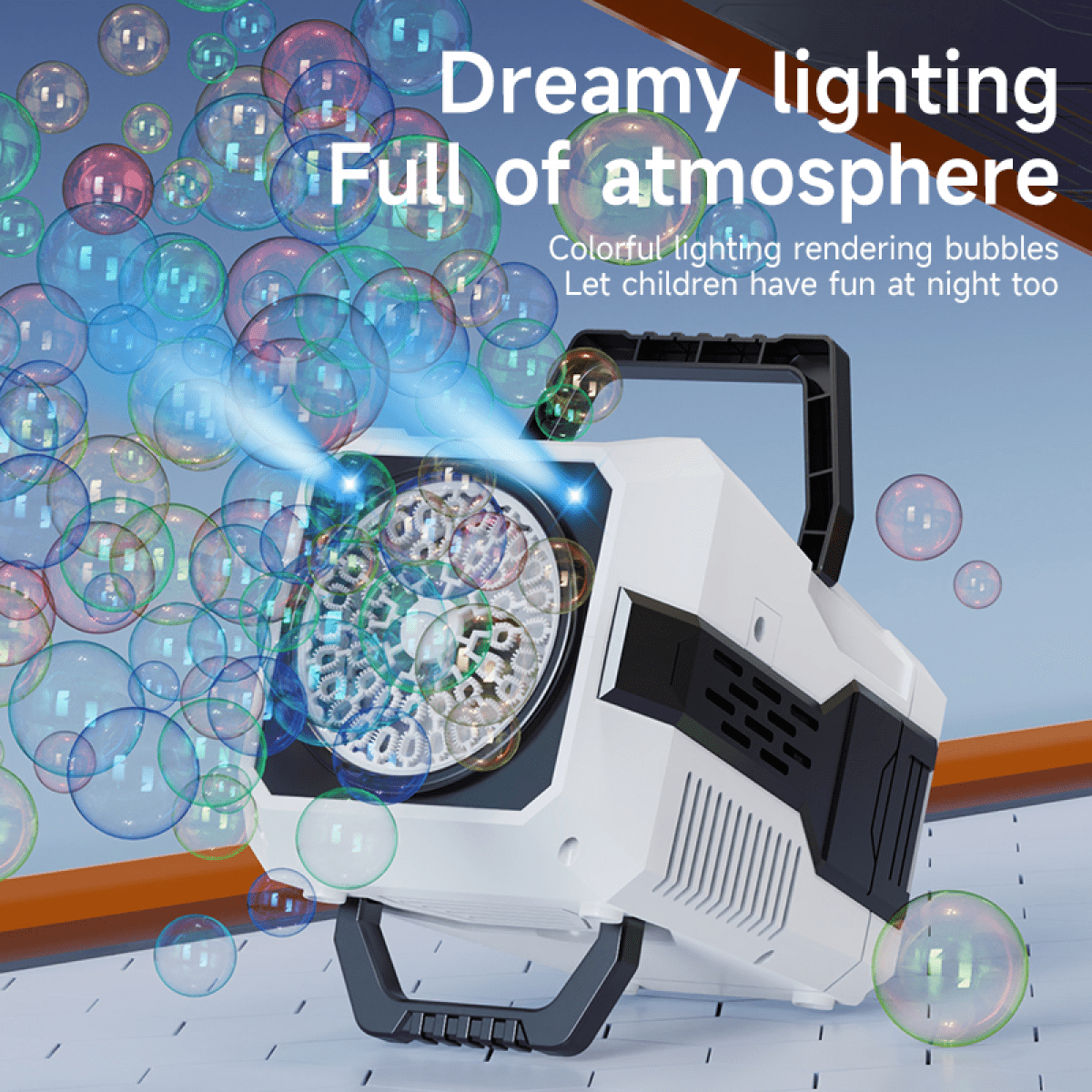 Automatic Bubbles Machine for Kids, 40 Hole Portable Bubble Maker Blowers with Lights for Outdoor Parties & Christmas Birthday Gifts(Black)