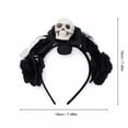 thumbnail image 3 of Halloween Headwear Accessory, Black Party Decorations Gothic White Death Rose Skull Headband, Spooky Halloween Decorations Dark Vampire Piece, Day of The Dead Decor Stage Show, 3 of 4