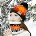 thumbnail image 4 of GRNSHTS Heated Beanie Hat and Neck Warmer Set Warm Scarf Pom Knit Hat USB USB Electric Womens Winter Heated Hat Scarf (Black), 4 of 8