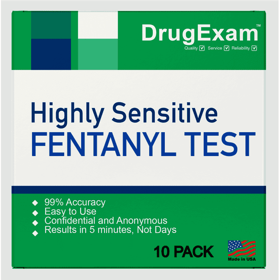 10 Pack - DrugExam Fentanyl Strips for Rapid Detection, Urinary Drug Testing, One-Step Quick Results, Easy-Read Urine Drug Test Strips, Synthetic Opioid Detection Drug Testing Strip