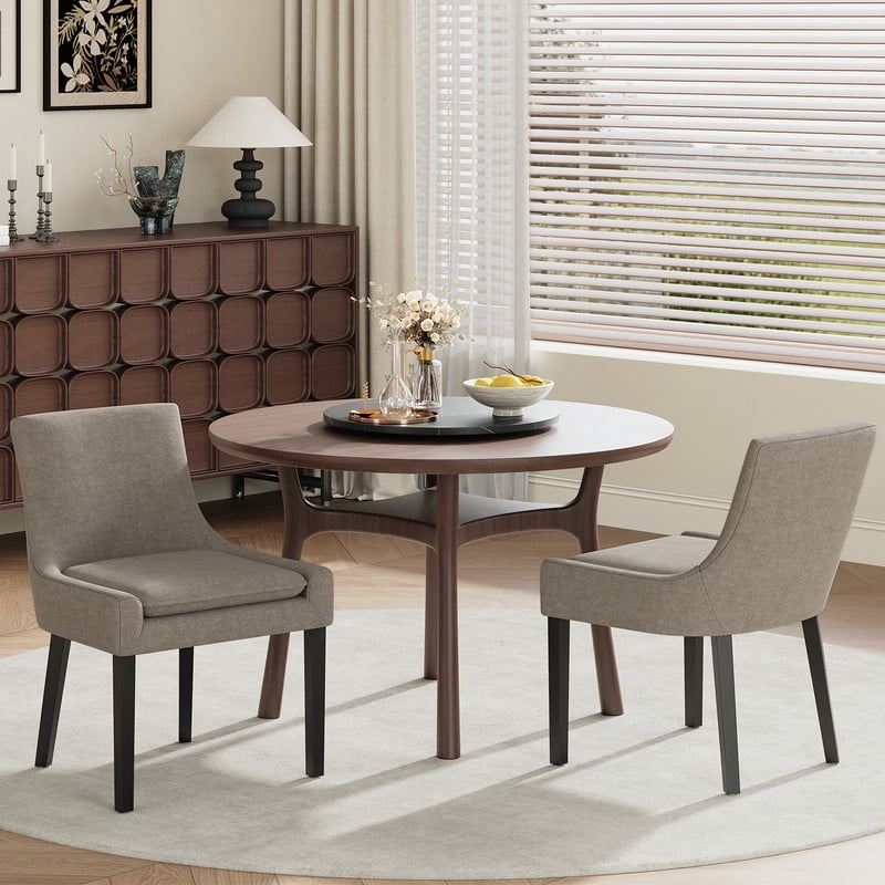 COLAMY Mid-Back Corduroy Dining Chairs, Upholstered Accent Side Chairs - Camel (Set of 2)
