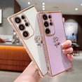 thumbnail image 3 of for Samsung Galaxy S23 Ultra Case Cute Rose Flower Phone Case for Women Girls Luxury Plating Full Camera Lens Cover Protection Shockproof S23 Ultra Case 6.8" Soft Silicone Bumper (Purple), 3 of 11