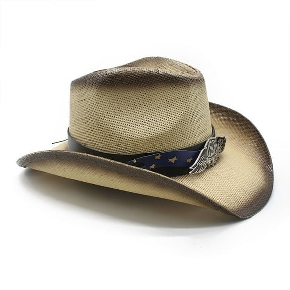 lanema Wide Brimmed Straw Cowgirl Hat Western Cowboy Hat for Boy Man Adults Hat