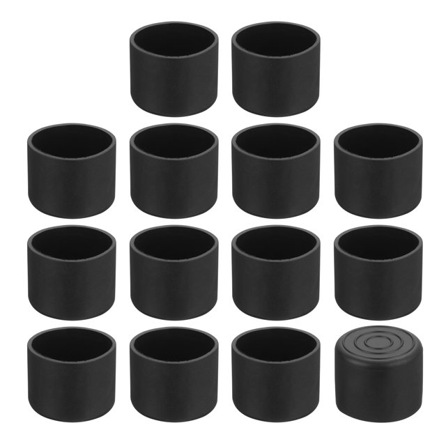 Uxcell 14Pcs Tapas de patas de silla, 30mm (1-1/6 pulgadas) sin marcas, protectores de piso para patas de silla de PVC antideslizantes, Negro
