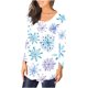 thumbnail image 1 of Camiseta informal para mujer, blusa estampada de manga larga con cuello redondo y fruncido Pompotops  FGAJ9626, 1 of 6