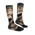 thumbnail image 3 of Picia Women Crew Soft Moisture-wicking Socks Metal Style Horned Skull Pattern Design Cotton Socks, One Size fit All, 3 of 9