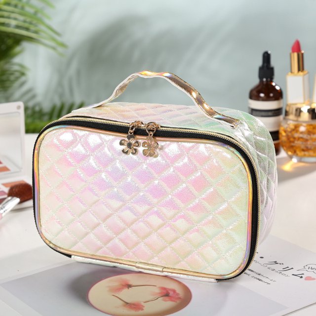 Bolso de mano de viaje de PU, bolsa de lavado, multifuncional, portátil, bolsa de almacenamiento rómbica, gran capacidad, impermeable, bolsa de cosméticos cuatro en uno