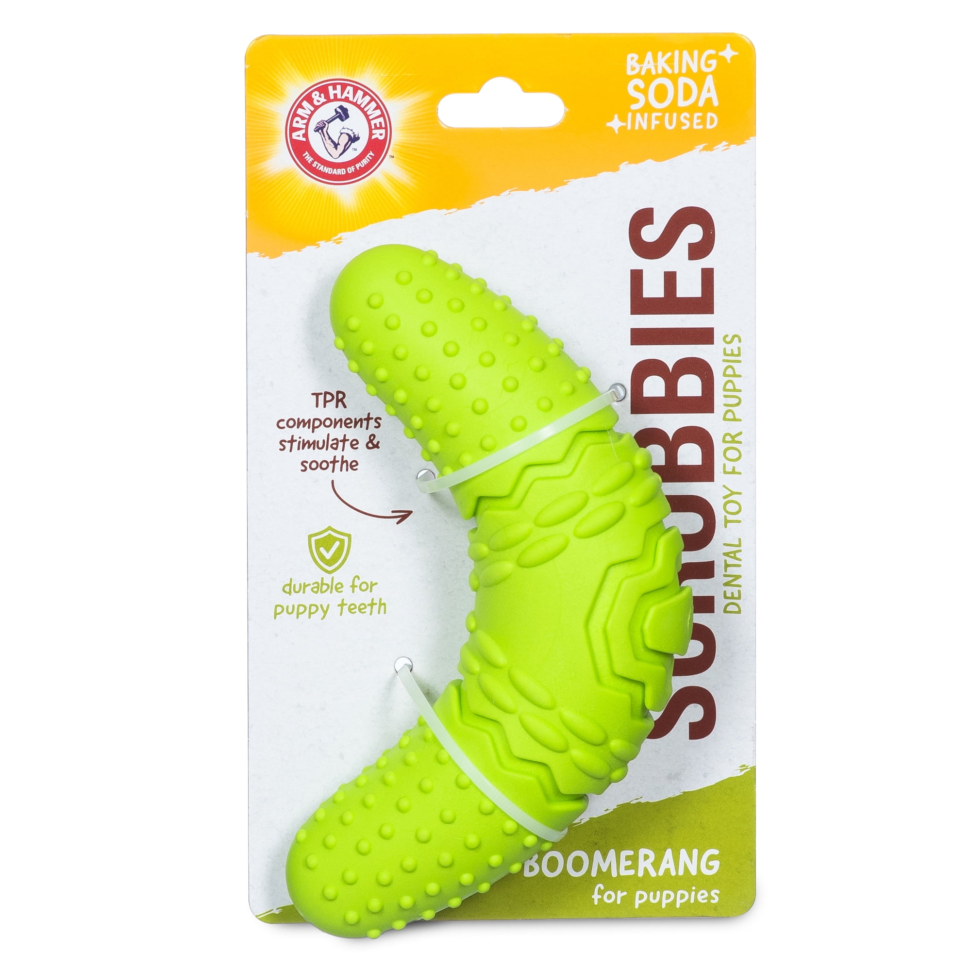 Arm & Hammer: Scrubbies Boomerang Puppy Dental Chew Toy- LRG
