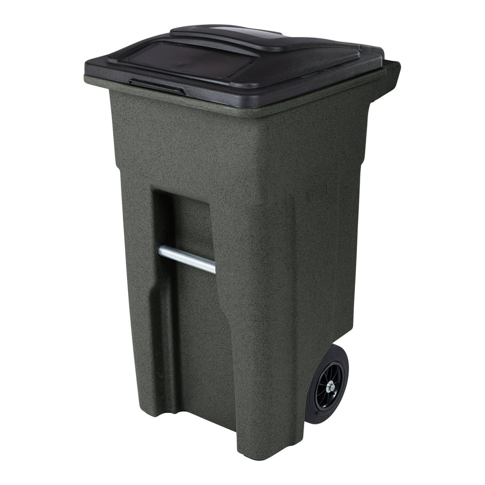 Toter 32 Gal. Trash Can Greenstone with Wheels and Lid