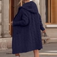 thumbnail image 3 of Fgvctg Long Sweaters Cardigans for Women Long Sleeve Open Front Cardigans Cable Knited Sweater Button Down Trendy Oversized Hooded Sweaters Coat with Pockets Navy 2XL, 3 of 4