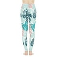 thumbnail image 2 of Jeiento Blue Palm Leaf High-waist Yoga Pants Running Sports Gym Full Length Leggings for Women Ladies Outfits for Women Girls Great Gift for Birthday, Size 3XL, 2 of 8