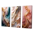thumbnail image 3 of Designart "Exquisite Symphony of Waves Liquid Gold, Pink, and Blue I" Abstract Shapes Wall Art Set Of 3 - Transitional Gold Gallery Wall Set For Home Decor, 3 of 6
