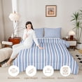 thumbnail image 3 of Manfei Classic Stripe Twin Comforter Sets,Modern Geometric Bedding Set, Light Blue White, Reversible 2pcs, 1 Comforter and 1 Pillowcase, 3 of 6