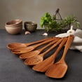thumbnail image 2 of Wooden Kitchen Utensils Set of 6 – Natural Cooking Spoon Set with Spatula, Ladle & Turner – Heat Resistant Wooden Cooking Tools for Nonstick Cookware, 2 of 8
