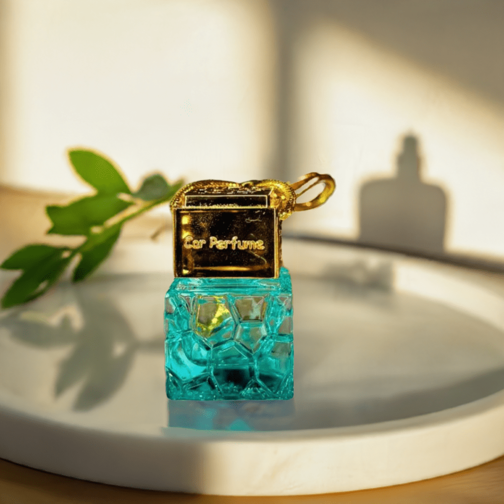 No Label Scents Refillable Car Air Freshener, Hibiscus Cucumber Melon, Glass & Wood Car Perfume Diffuser, Up to 90 Days, 1 Count