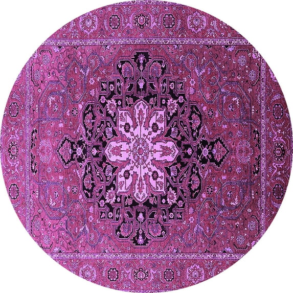 Ahgly Company Indoor Round Oriental Purple Industrial Area Rugs, 8' Round
