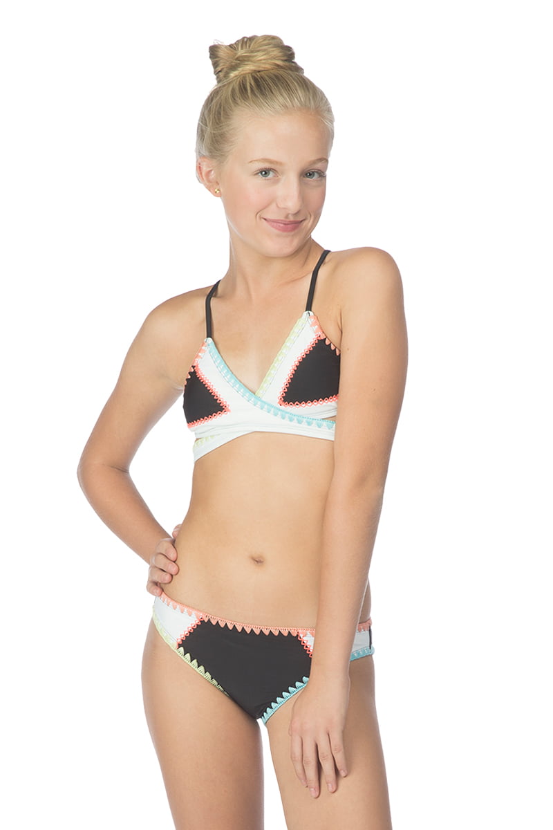 Hobie Girls Big Wrap Bra Top /& Hipster Bottom Swimsuit Set