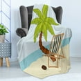 thumbnail image 4 of Beach Soft Flannel Fleece Throw Blanket, Cartoon Style Drawing Palm Tree Coconut and Sunbed on Sand Summer Season Pattern, Cozy Plush for Indoor and Outdoor Use, 70" x 90", Multicolor, by Ambesonne, 4 of 5