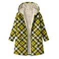 thumbnail image 4 of Flannel Jacket for Women Stylish Trendy Fleece Lined Plaid Shackets Long Sleeve Mid Long Winter Warm Sherpa Jackets Outerwear (L, Yellow), 4 of 5