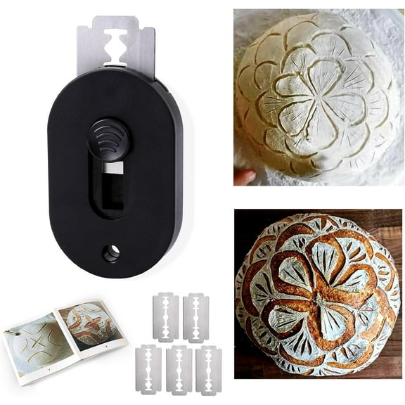 Bread Lame Dough Scoring Tool,1PCS Sourdough Bread Scorer,Bread Making Razor for Homemade Bread with Scoring Patterns Booklet (Black)