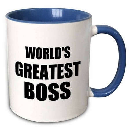 3dRose Worlds Greatest Boss. black text. great design for the best boss ever - Two Tone Blue Mug, (The Best Text Tones)