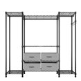thumbnail image 2 of 3 Rows of Hanging Bars Plus 7 Layers of Shelves Wire Metal Hangers, Heavy Duty Hangers with Fabric Drawers, Closet Organizers Portable Hangers, Home Shelves , Freestanding Wardrobe Closet, Black, 2 of 7