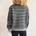 thumbnail image 5 of Women Contrast Striped Pullover Sweater 2025 Fall Outfits Oversized Crew Neck Knit Jumper Tops, 5 of 5
