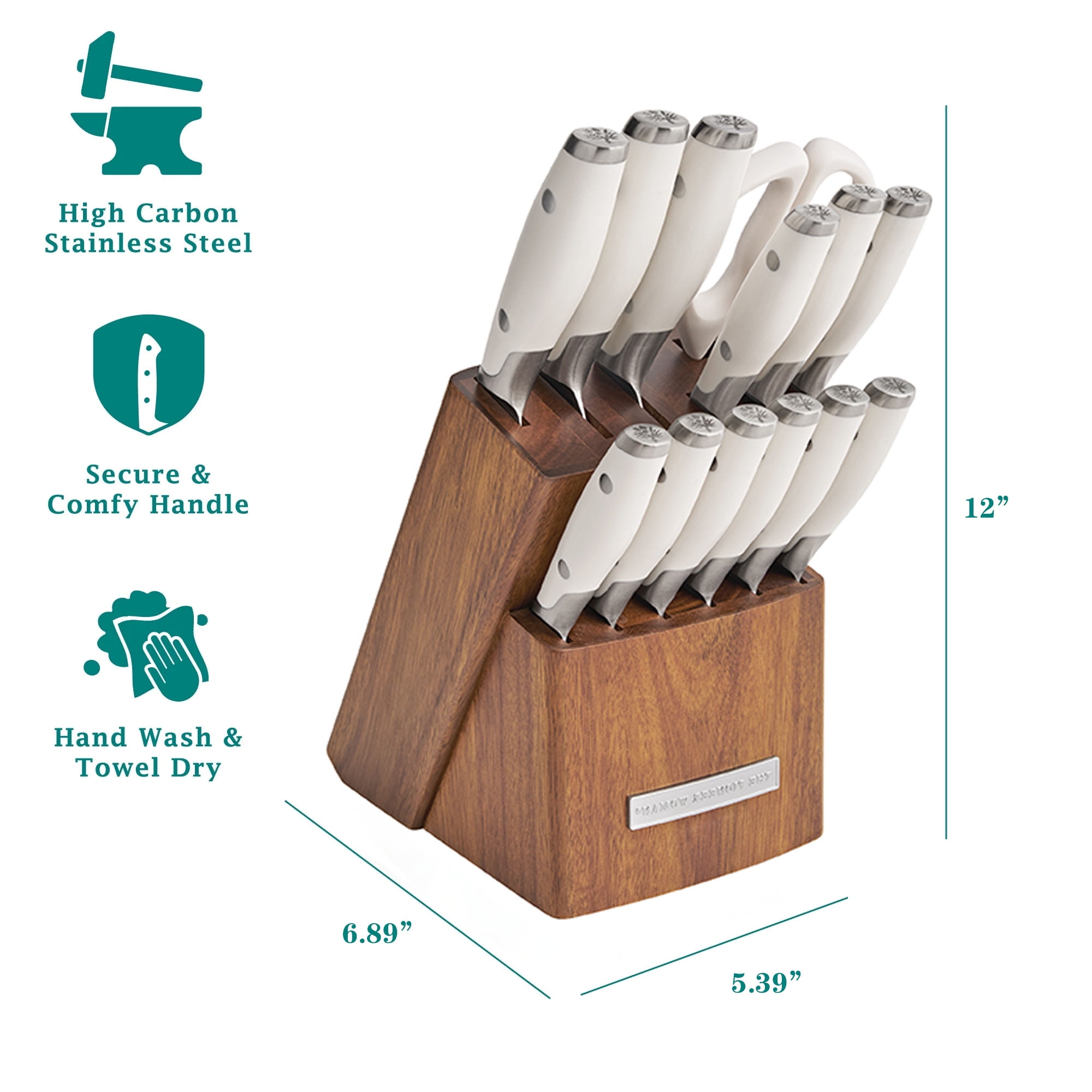 The Pioneer Woman 14-Piece Knife Block Set, Linen