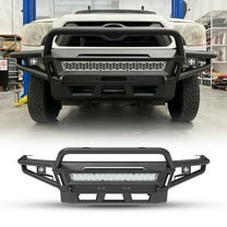 Full-Width Front Bumper for 2005-2015 Toyota Tacoma,Modular Heavy Duty Steel Front Bumper & Tube Side Wings & Tube Bull Bar w/ 2 x 4" Pod Lights