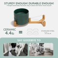 thumbnail image 3 of Spunkyjunky Cuenco De Cerámica Para Perros Y Gatos Con Soporte De Madera, Juego De Agua Y Comida Ponderada Con Esmalte Mate Antideslizante Para Gatos, Perros Medianos, 28,7 Onzas, 3 of 5