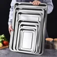 thumbnail image 2 of Stainless Steel Barbecue Tea Storage Serving Trays Rectangle Steamed Rice Sausage Plate Grill Meat Restaurant Metal Utensils, 2 of 9