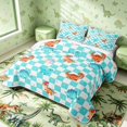 thumbnail image 3 of Manfei Dino Wildlife Plaid Twin Quilt Set,Kawaii Animals Egg Twin Coverlet Set,Blue White,2pcs,1 Bedspread and 1 Pillowcase, 3 of 7