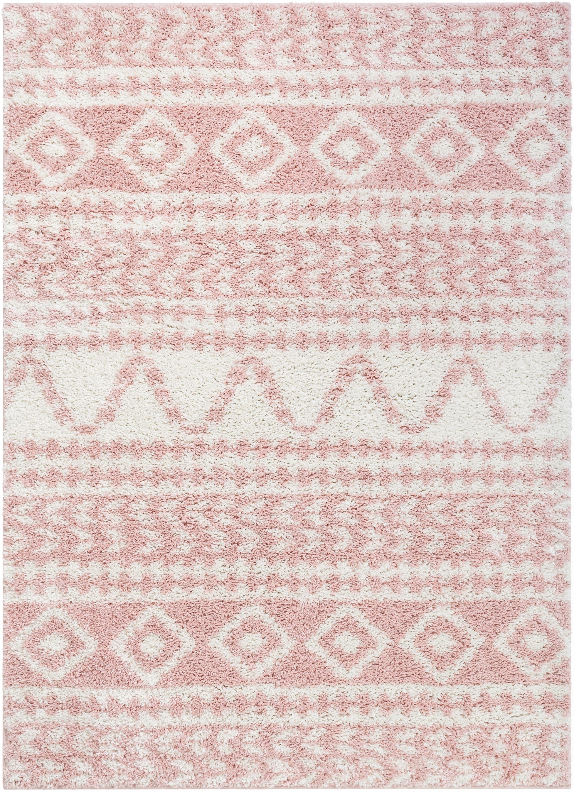 Well Woven Madison Shag Cossima Moroccan Shag Tribal Geometric Pink 2' x 3' Area Rug