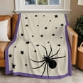thumbnail image 2 of Halloween Bug Flannel Blanket for Bed,Travel and Camping, Stars Purple Border Linen Texture Super Soft Cozy Blanket for All Seasons 40"x60", 2 of 7
