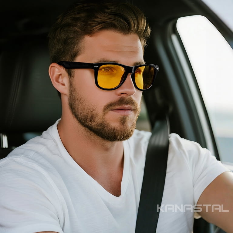 KANASTAL Night Driving Glasses Men Yellow Tinted Night  display picture 2