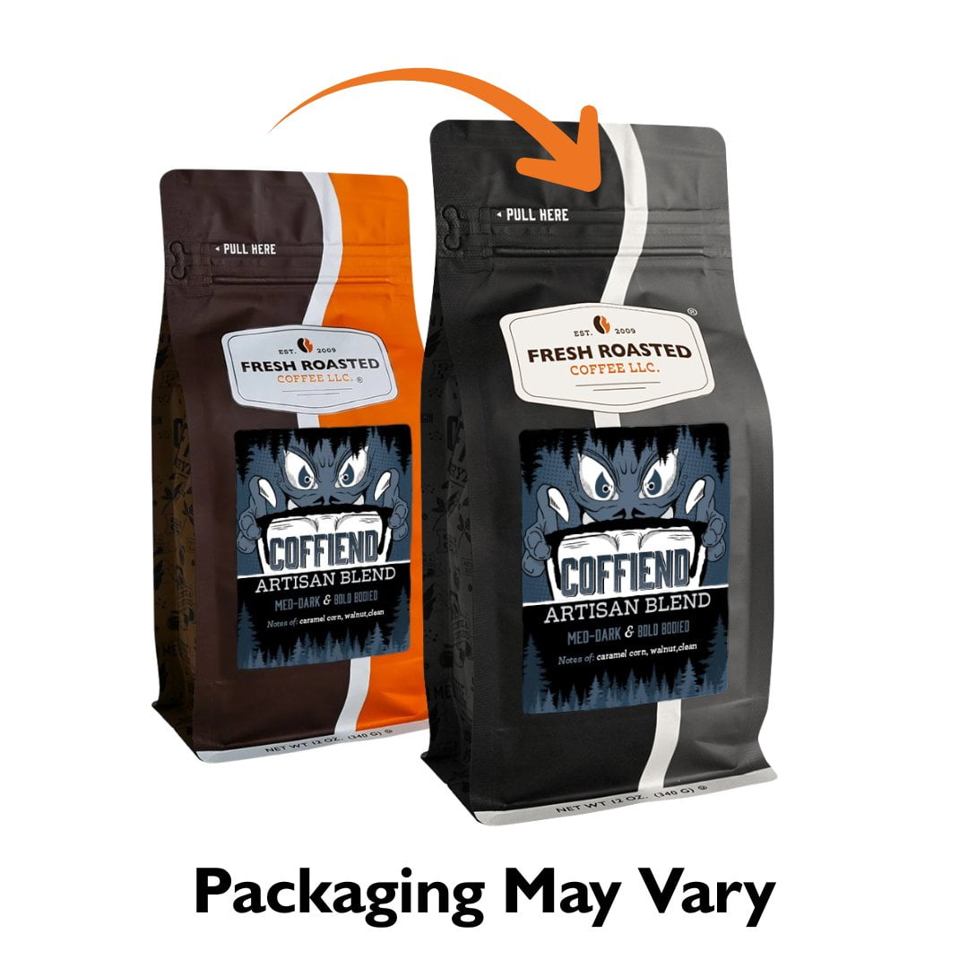 3 pack Fresh Roasted Coffee, Coffiend Blend Coffee, Medium-Dark Roast, Whole Bean, 12 oz