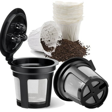 Reusable Coffee Filter for Ninja Coffee Maker, 2 Packs Refillable K Cup Coffee Pods & 50 Count disposable Coffee Filters Paper Compatible with Ninja CFP201 CFP301 CFP400 Dual Brew Pro Coffee Maker