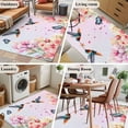 thumbnail image 6 of Pink Flower Area Rugs Collection 2.7'x5', Spring Floral Elegant Butterflies Birds Farmhouse Non Slip Indoor Rectangle Throw Runner Rug Floor Mat Carpet for Living Room Dining Table Bedroom Nursery, 6 of 9
